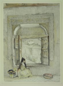 O Palácio do Generalife, da Casa de Chapi, de "Esboços e Desenhos da Alhambra", gravado por William Gauci (fl.1825-54), 1833 de John Frederick Lewis